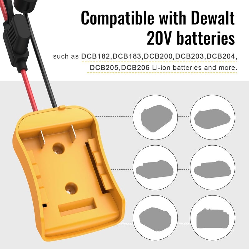Azocek 3 Packs for Power Wheel Adapter Compatible with Dewalt 20V Battery, Converter Kit with Fuse & Switch & Wire Terminals & 12 AWG Wire for DIY RC Car Toys Robotics - Image 3